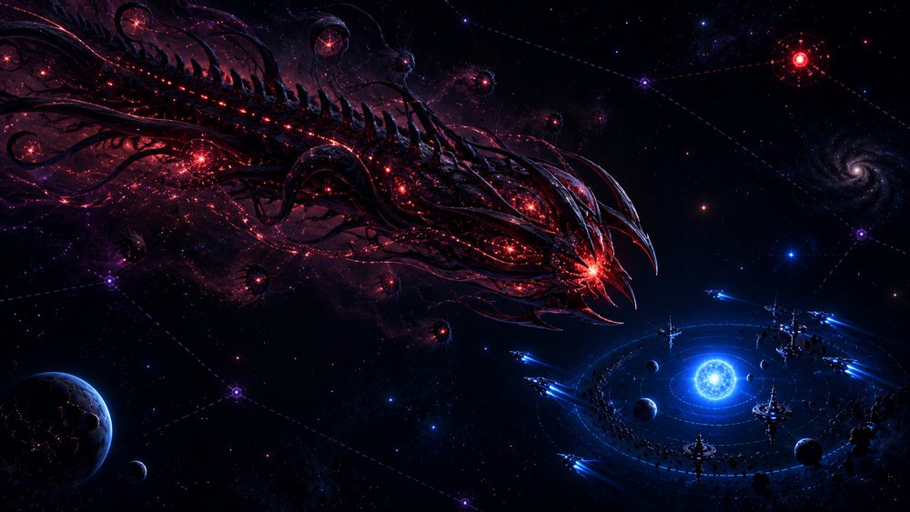 The Kith seedship approaches a colony