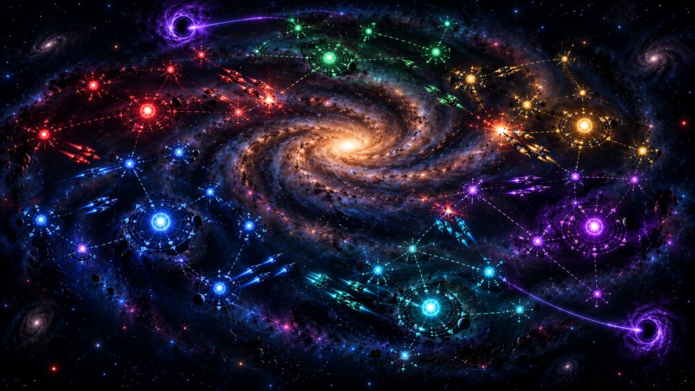 A galaxy divided among six empires